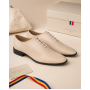 pantofi barbati eleganti bej din piele naturala dintr-o bucata cu siret GKR51TSB